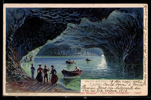 Litografia capri grotta - litografia,