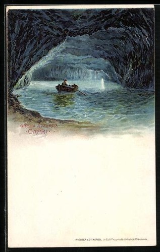 Litografia capri grotta - litografia,
