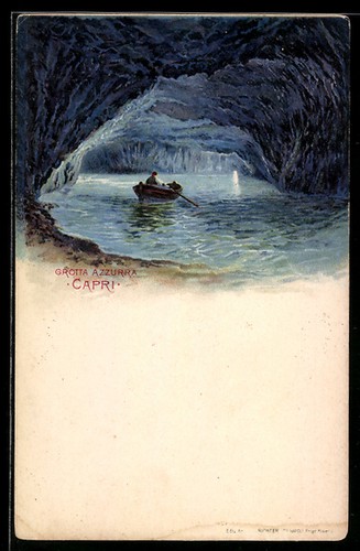 Litografia capri grotta - litografia, capri,